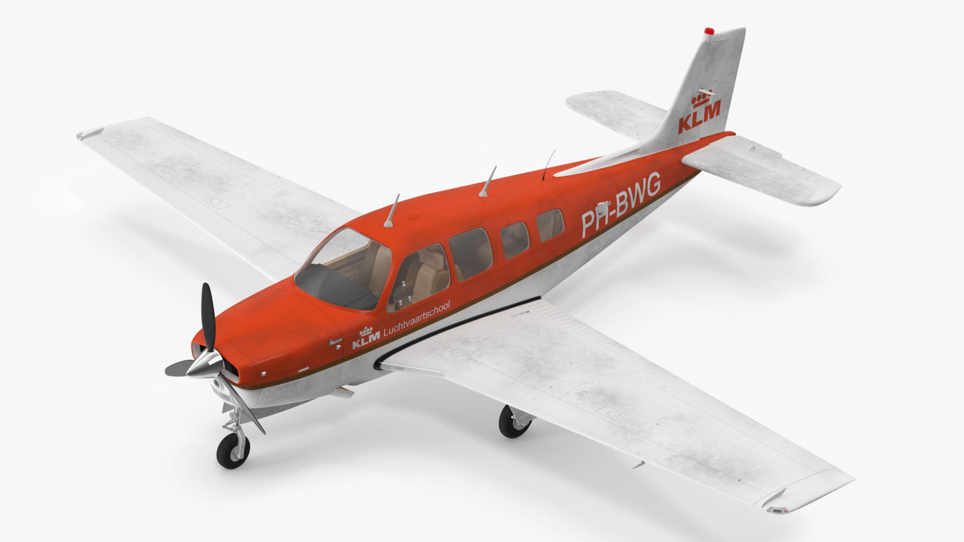 3D Light Aircraft Beechcraft Bonanza KLM Rigged for Maya model