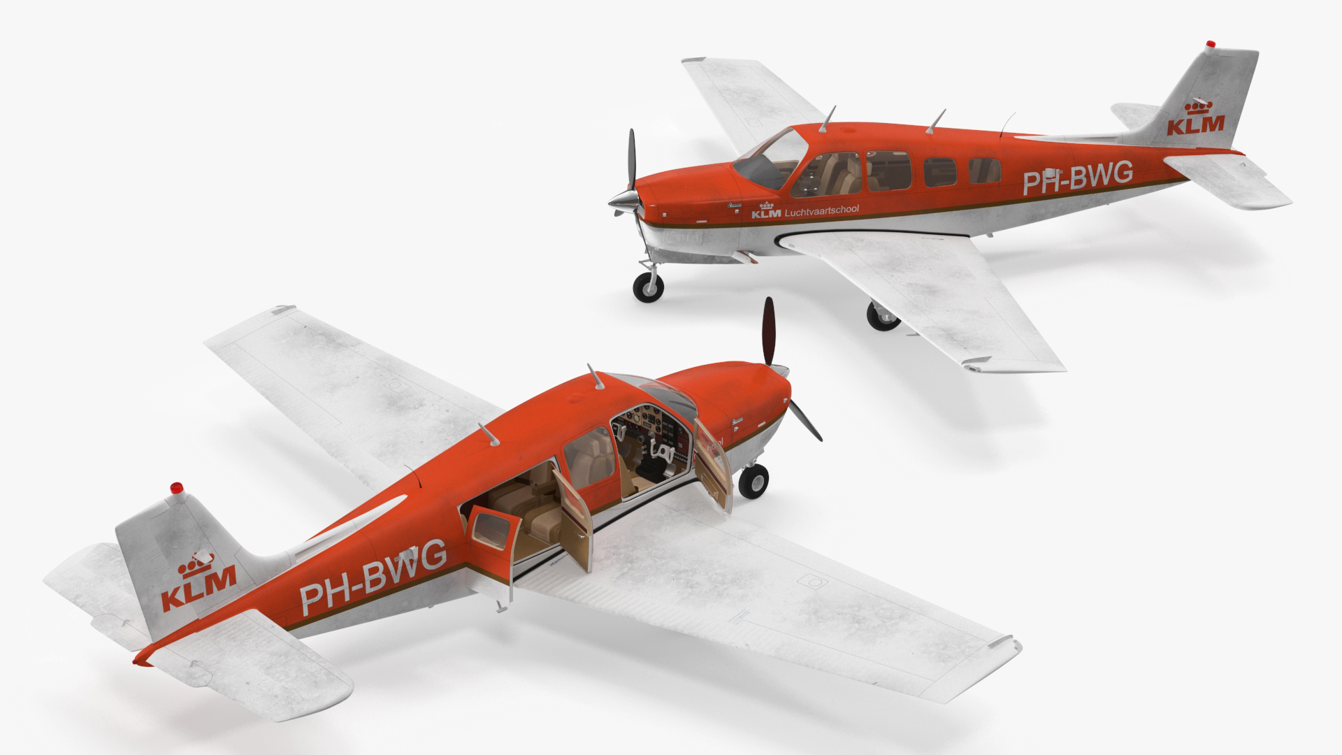 3D Light Aircraft Beechcraft Bonanza KLM Rigged for Maya model