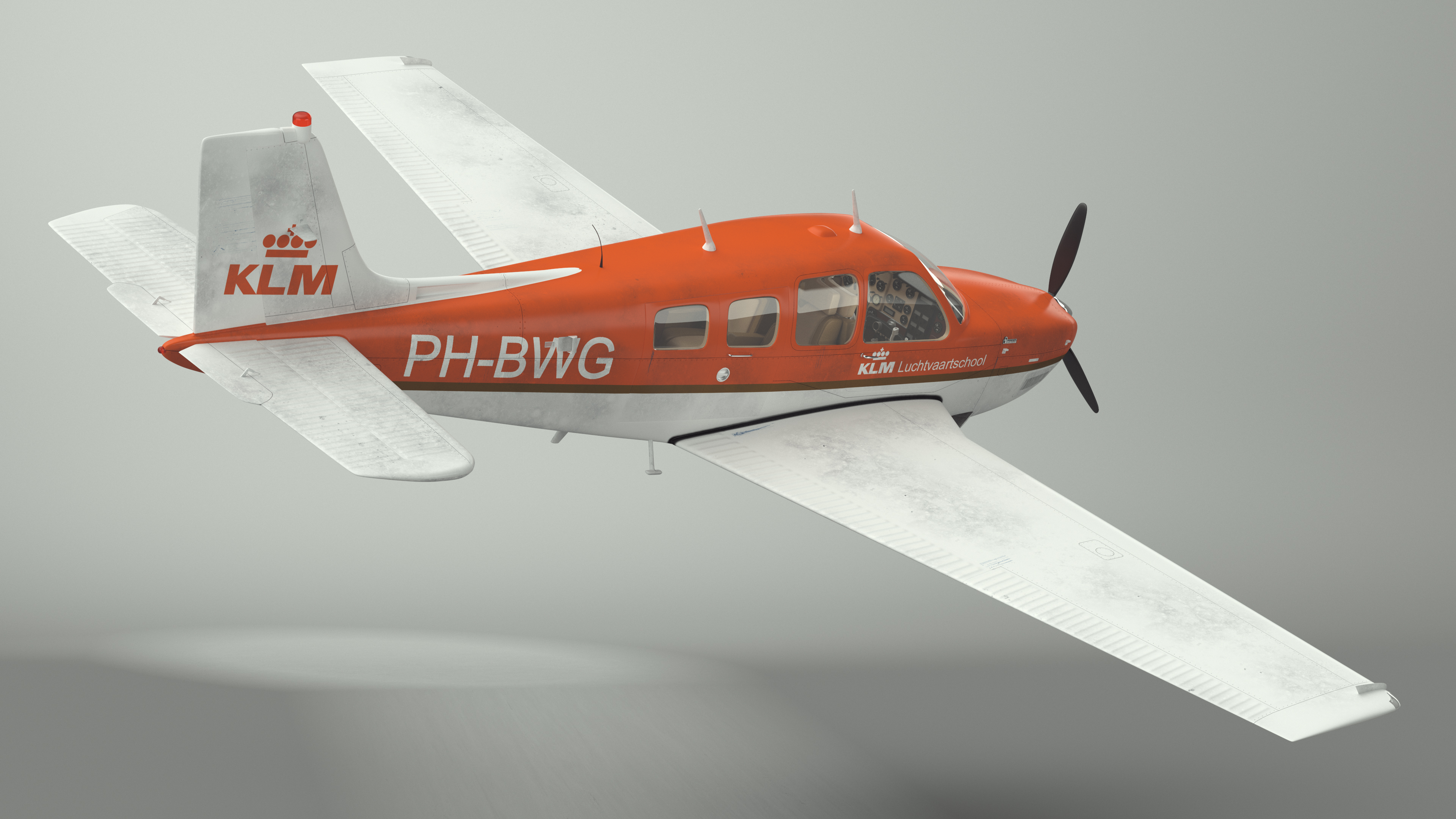 3D Light Aircraft Beechcraft Bonanza KLM Rigged for Maya model