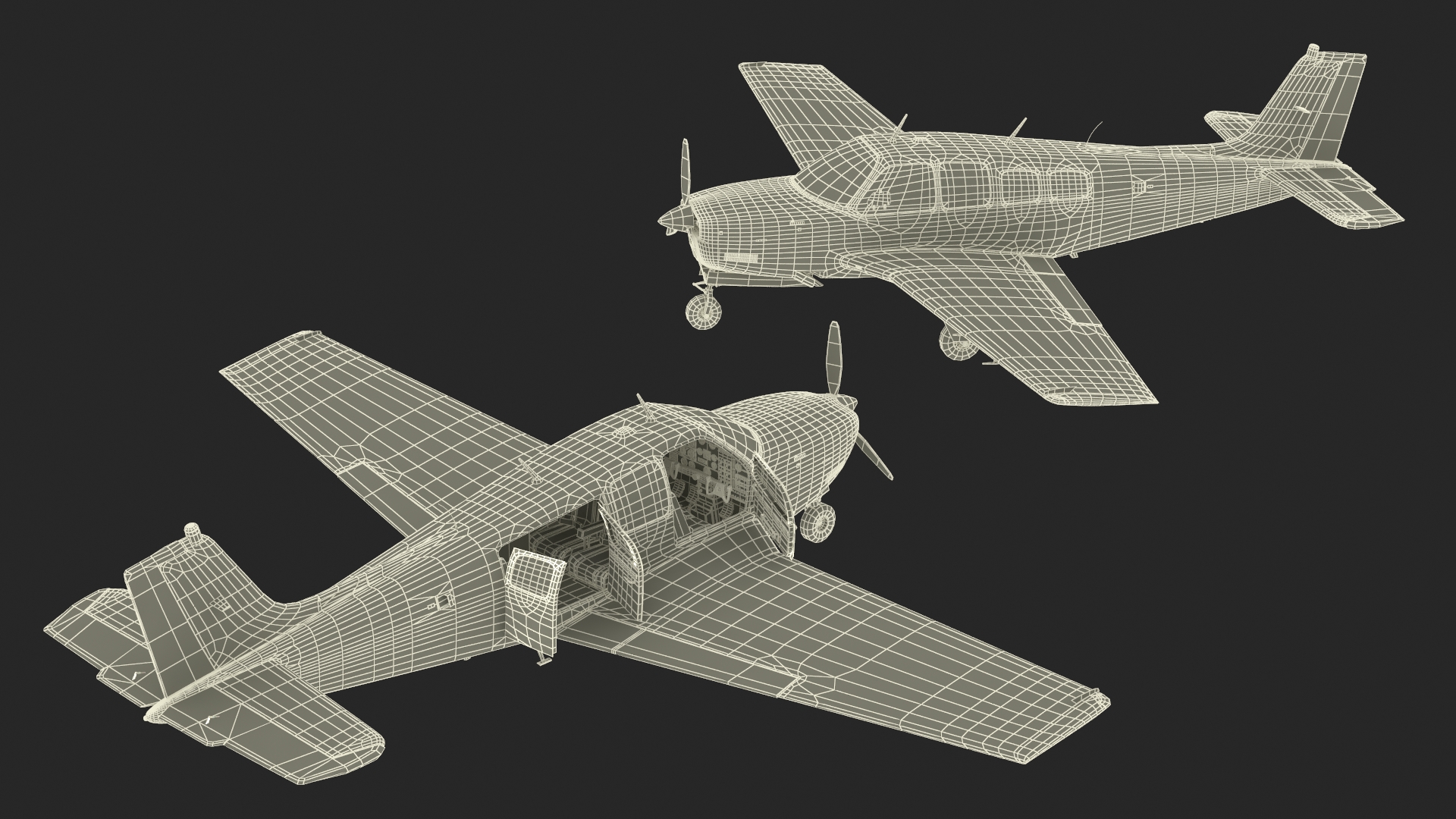 3D Light Aircraft Beechcraft Bonanza KLM Rigged for Maya model