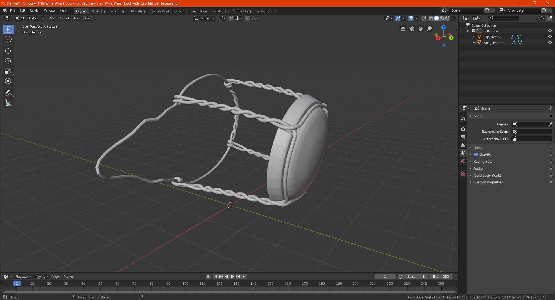 3D model Yellow Wire Cage with Cap
