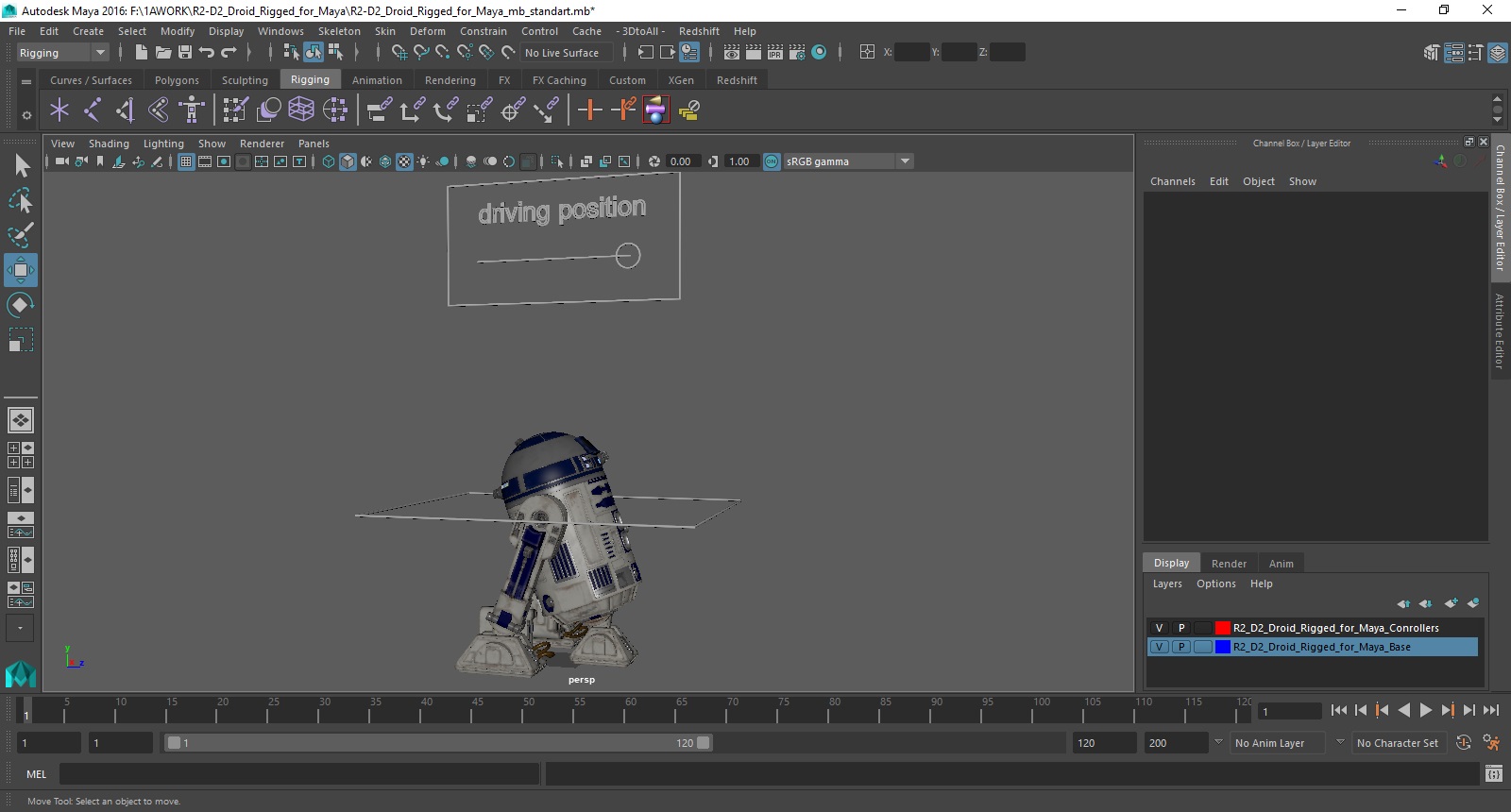 R2-D2 Droid Rigged for Maya 3D
