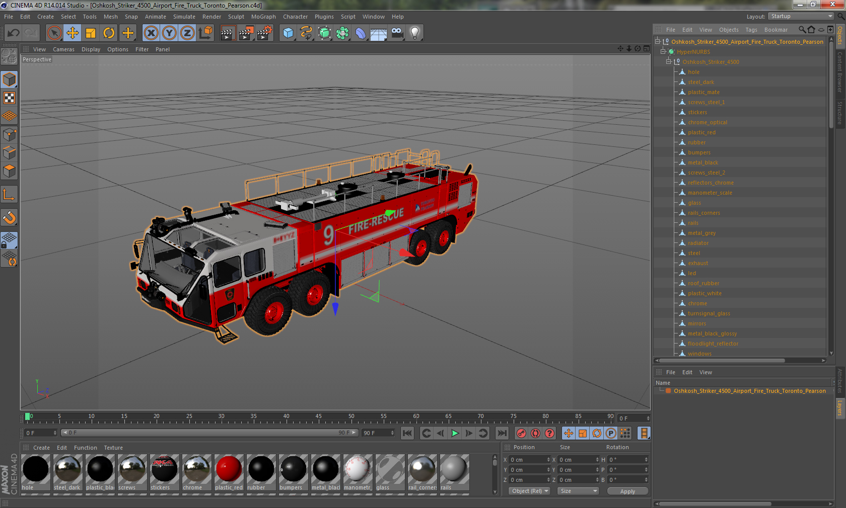3D model Oshkosh Striker 4500 Airport Fire Truck Toronto Pearson