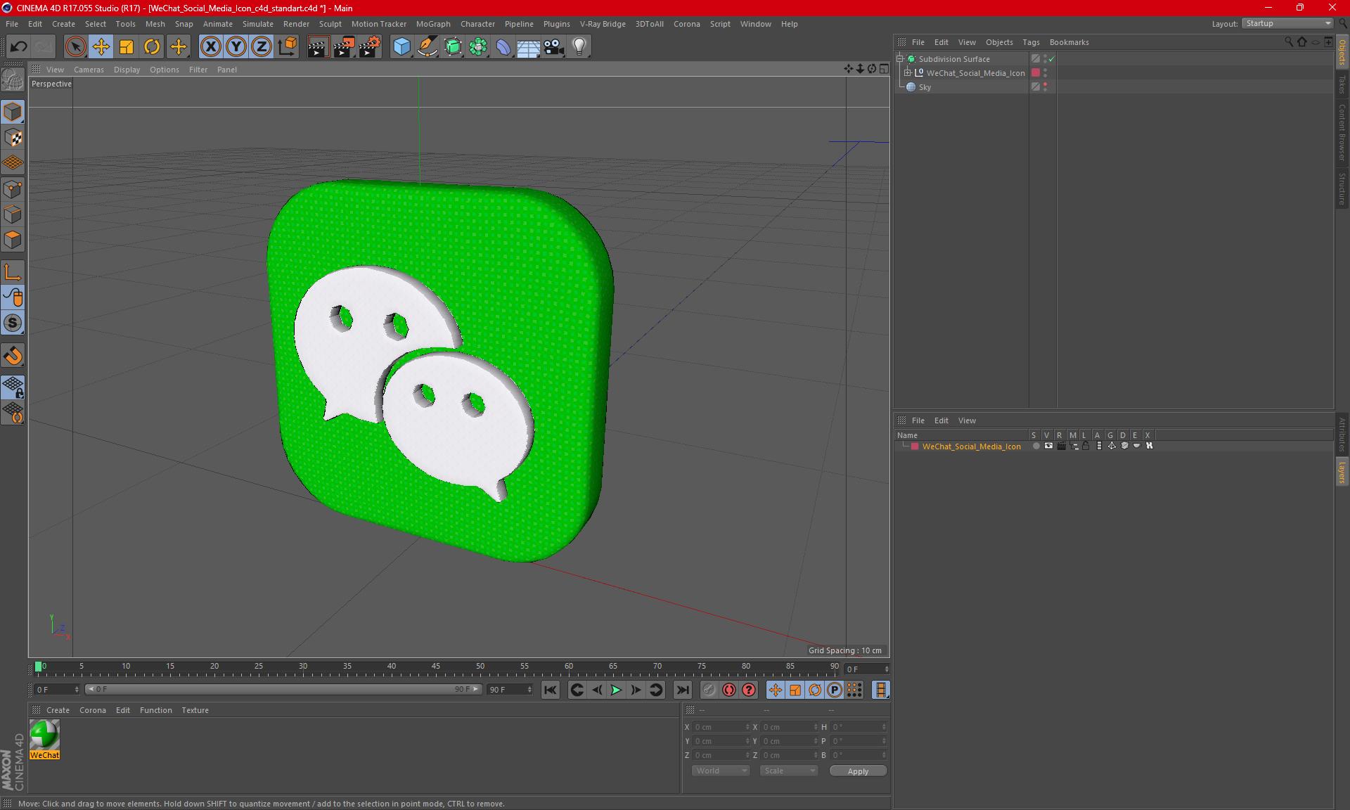 WeChat Social Media Icon 3D model