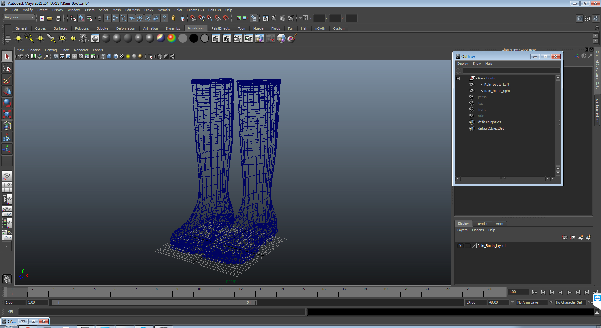 3D Tall Rain Boots Green