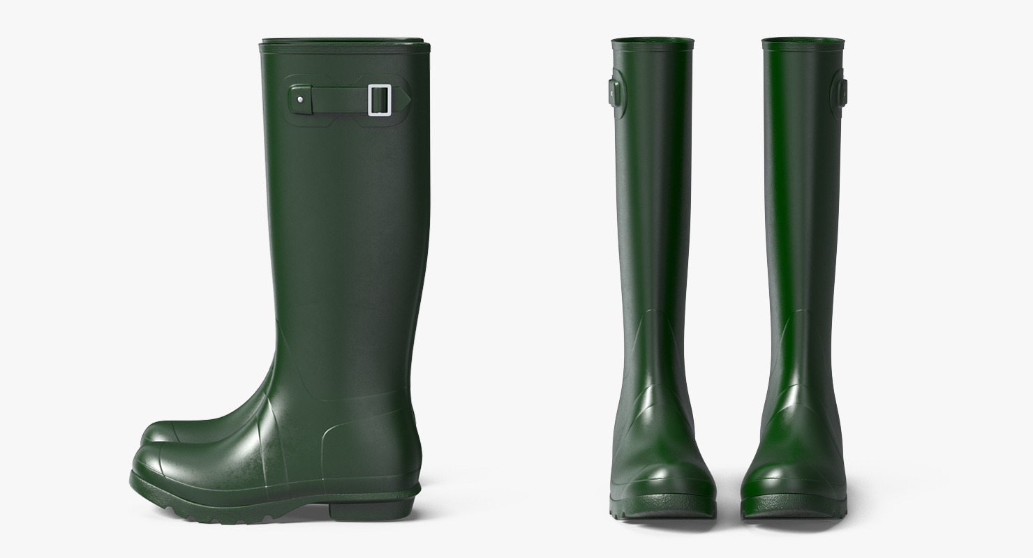 3D Tall Rain Boots Green