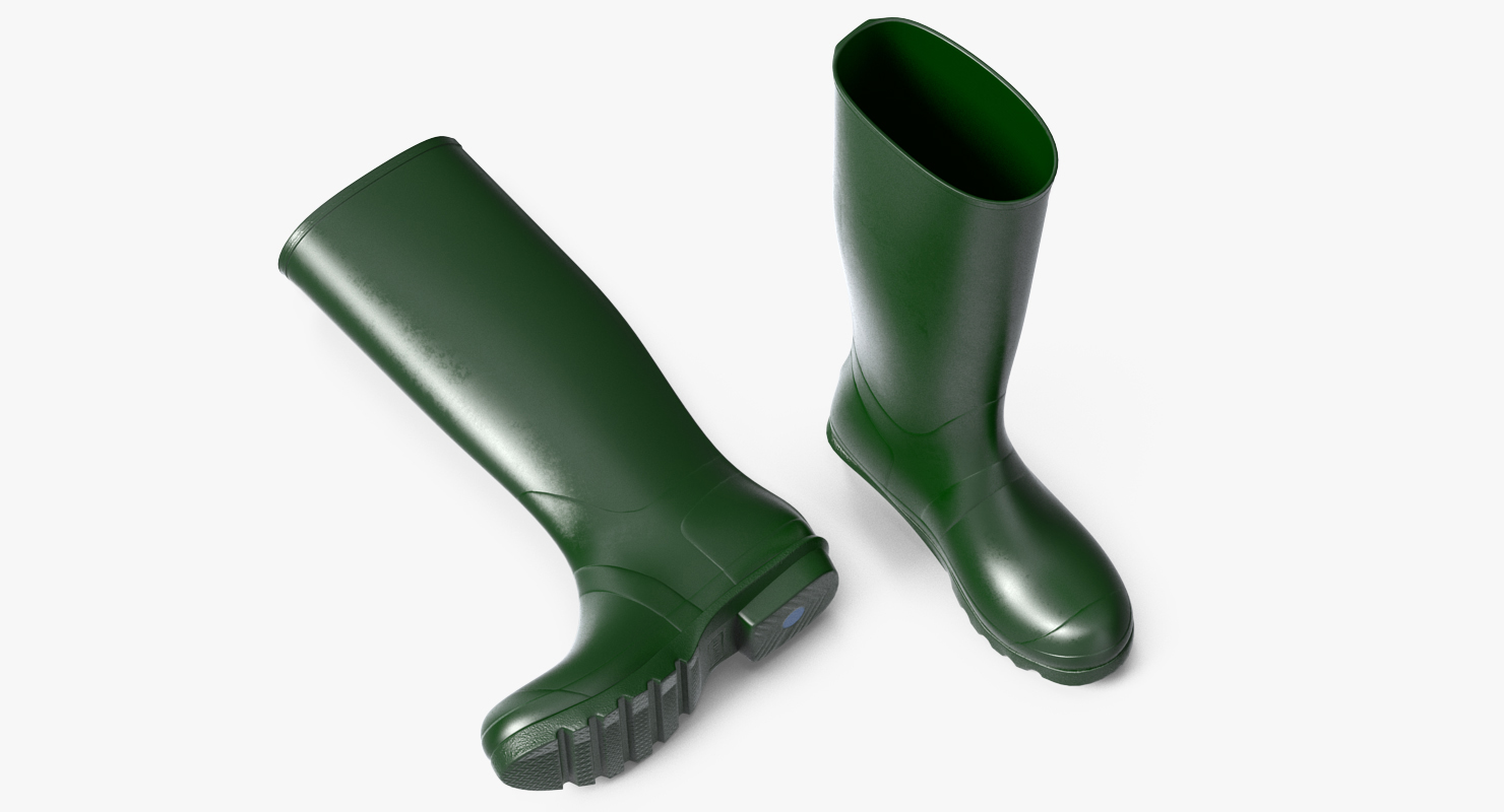 3D Tall Rain Boots Green
