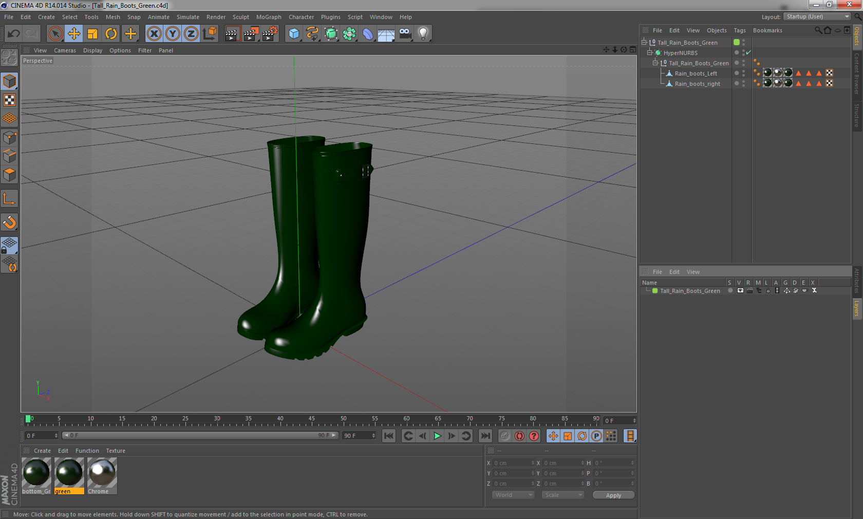3D Tall Rain Boots Green