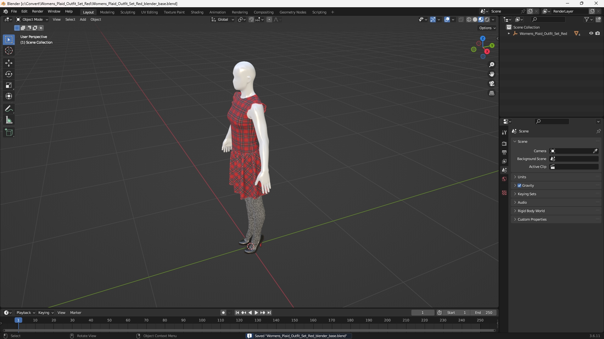 Womens Plaid Outfit Set Red - view 10