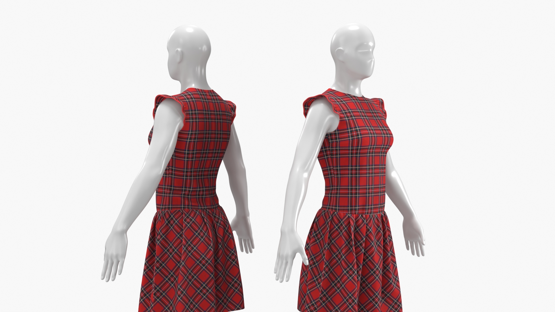 Womens Plaid Outfit Set Red - view 4