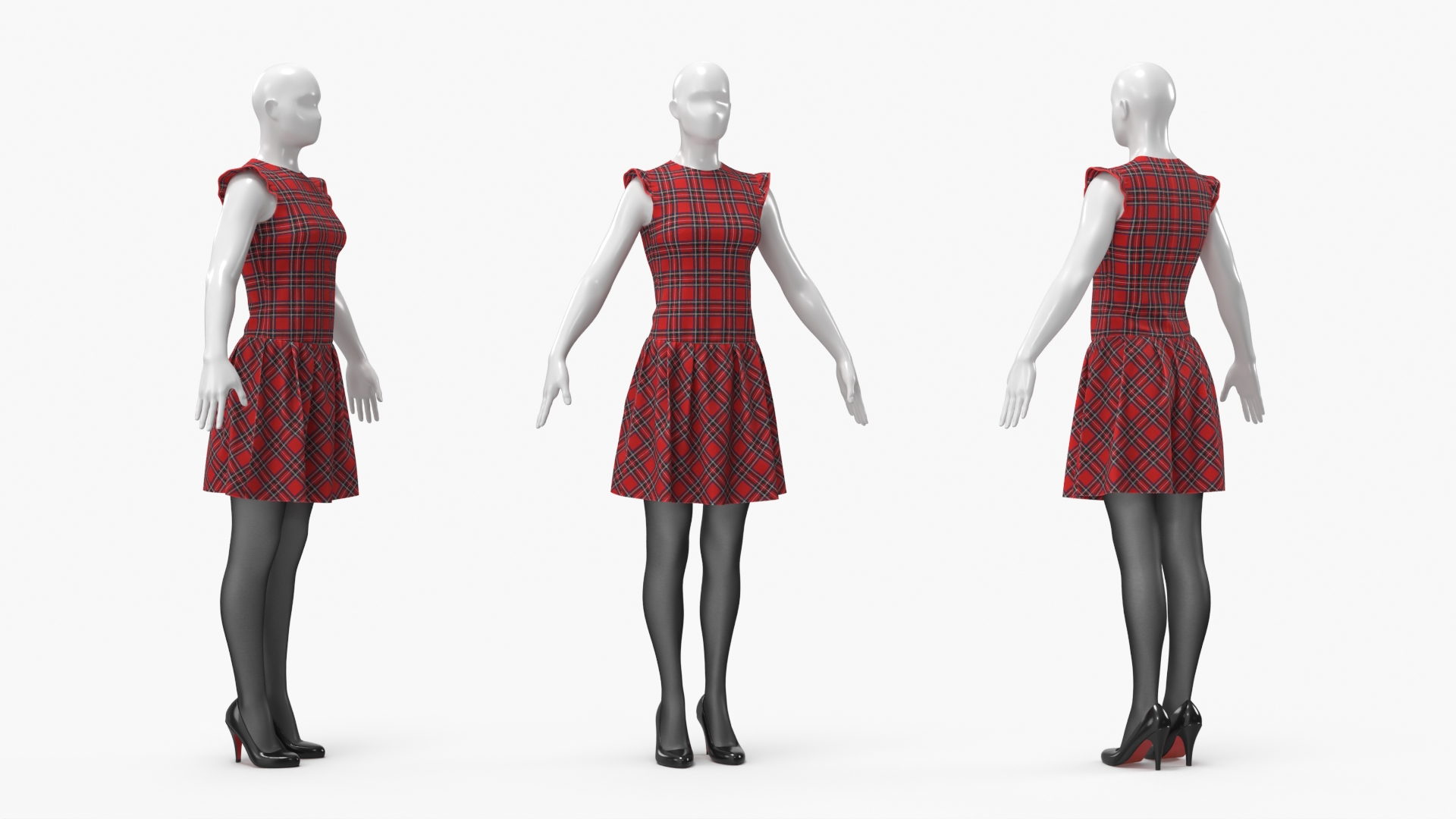 Womens Plaid Outfit Set Red - view 2
