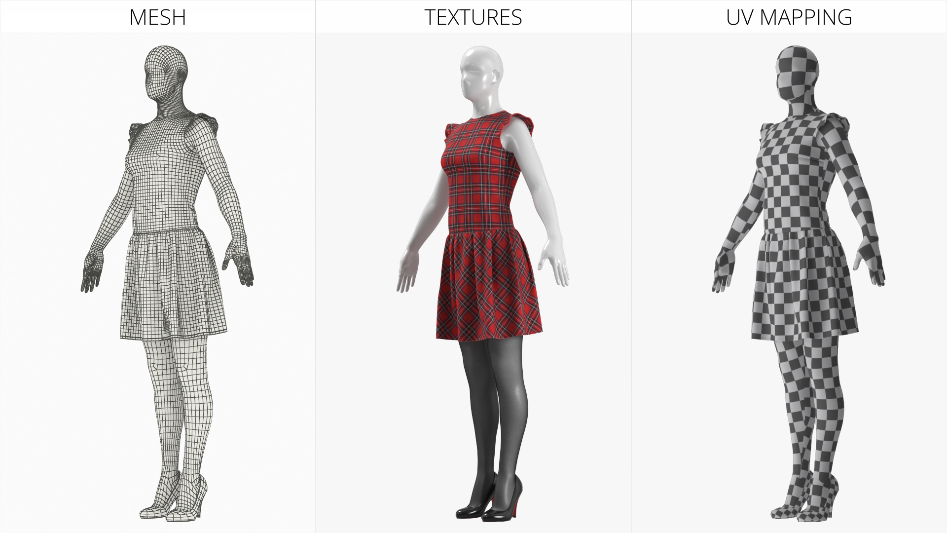 Womens Plaid Outfit Set Red - view 9
