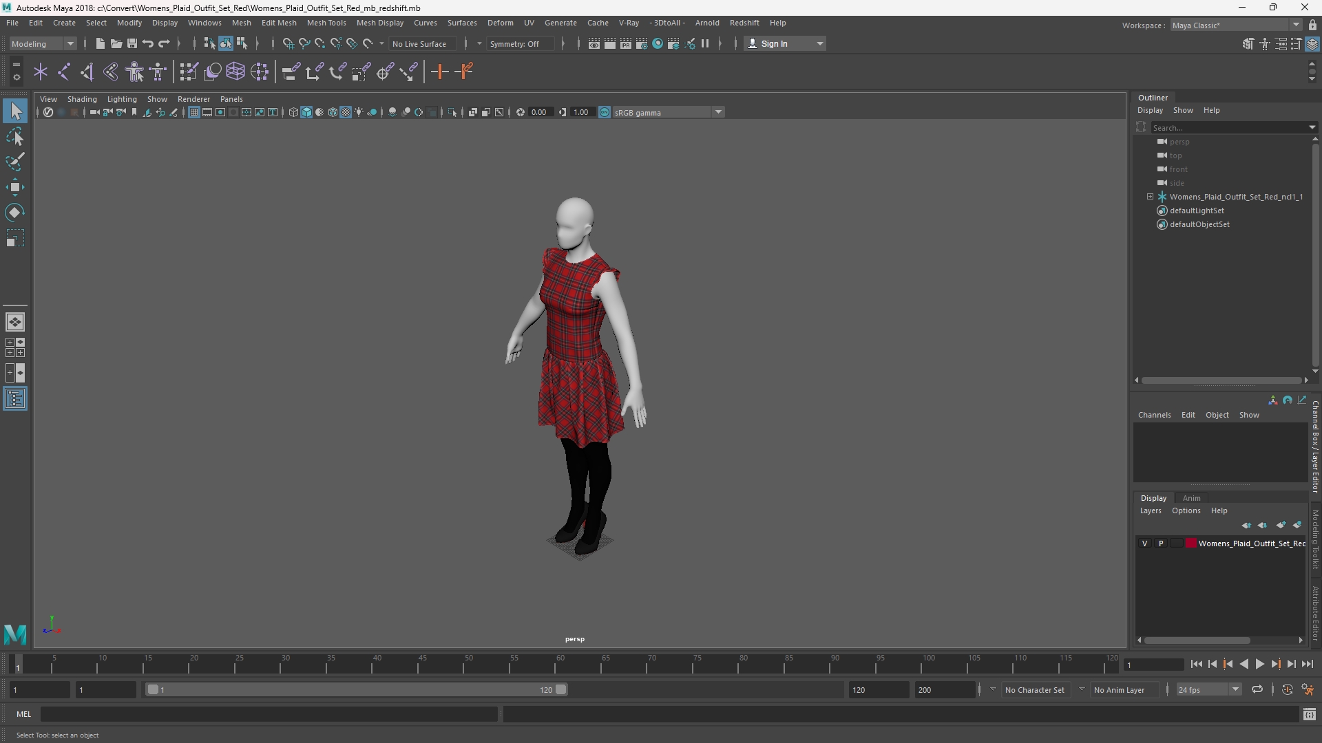 Womens Plaid Outfit Set Red - view 11