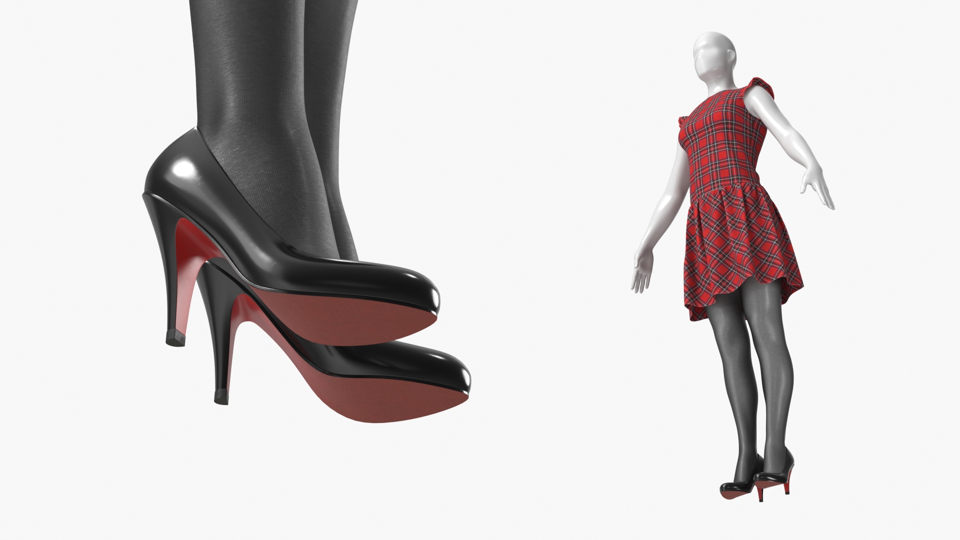 Womens Plaid Outfit Set Red - view 6