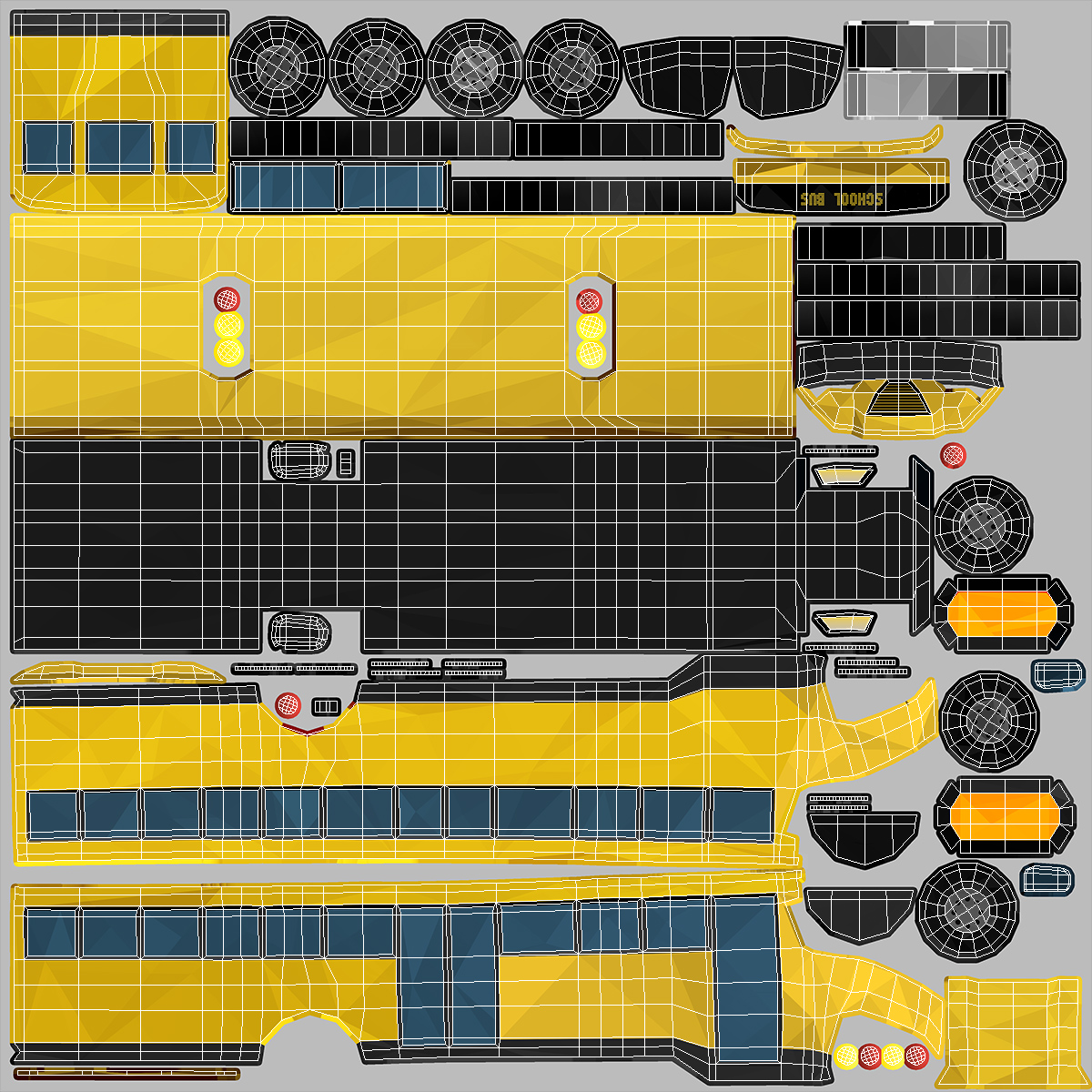Low Poly Stylized Model School Bus 3D model