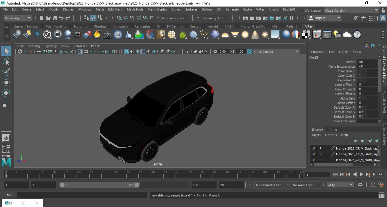 3D 2025 Honda CR-V Black