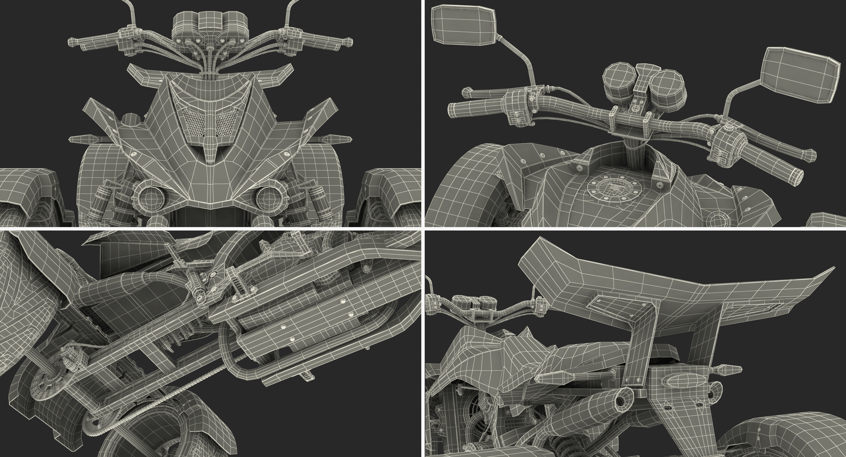 3D Quad Bike Spy Racing 350CC 2016 Rigged model