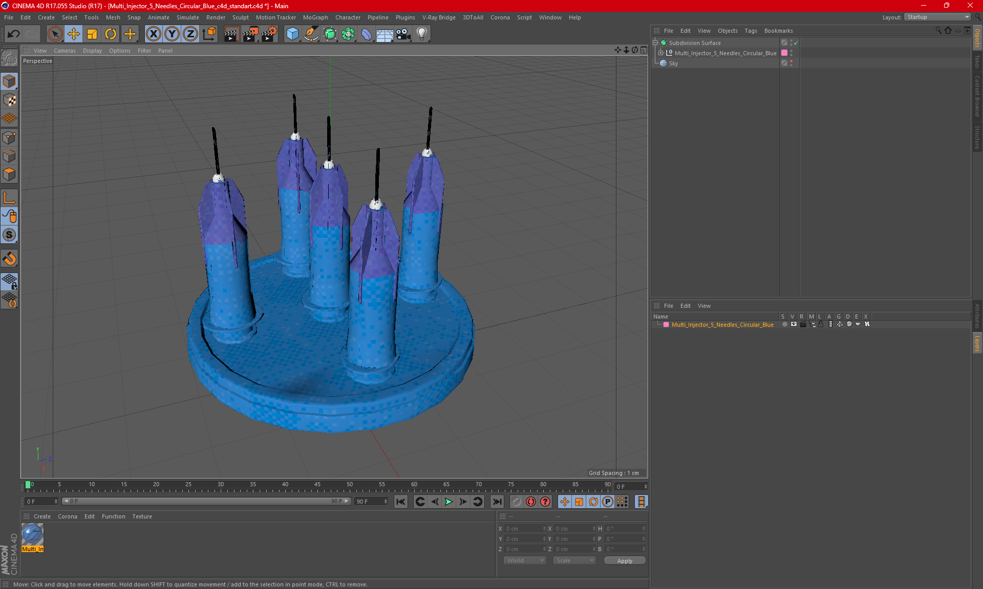3D Multi Injector 5 Needles Circular Blue model