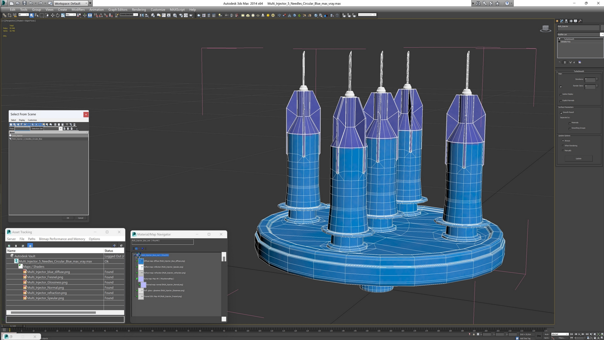 3D Multi Injector 5 Needles Circular Blue model