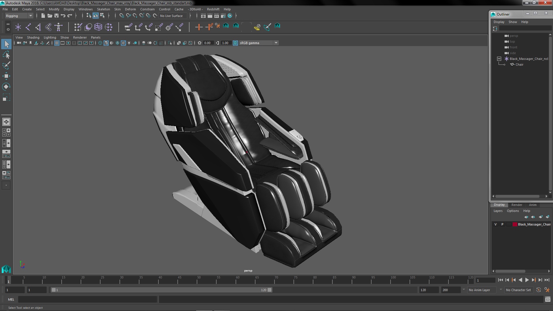 3D model Black Massager Chair