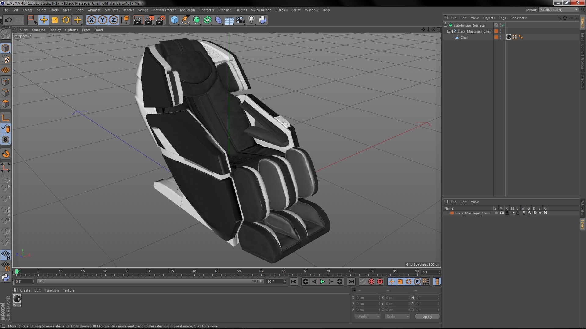 3D model Black Massager Chair