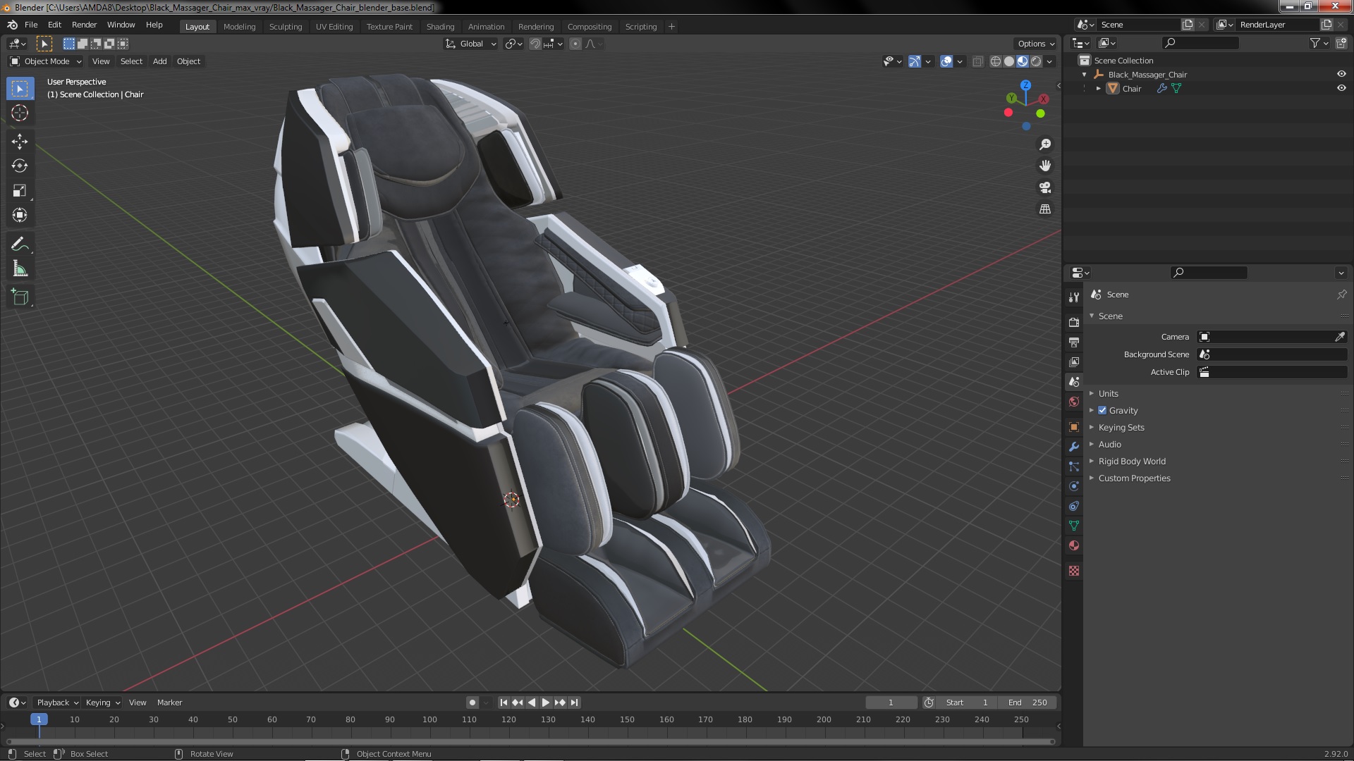 3D model Black Massager Chair