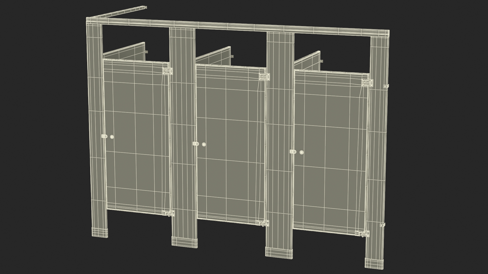 Toilet Stalls Solid Plastic Blue 3D
