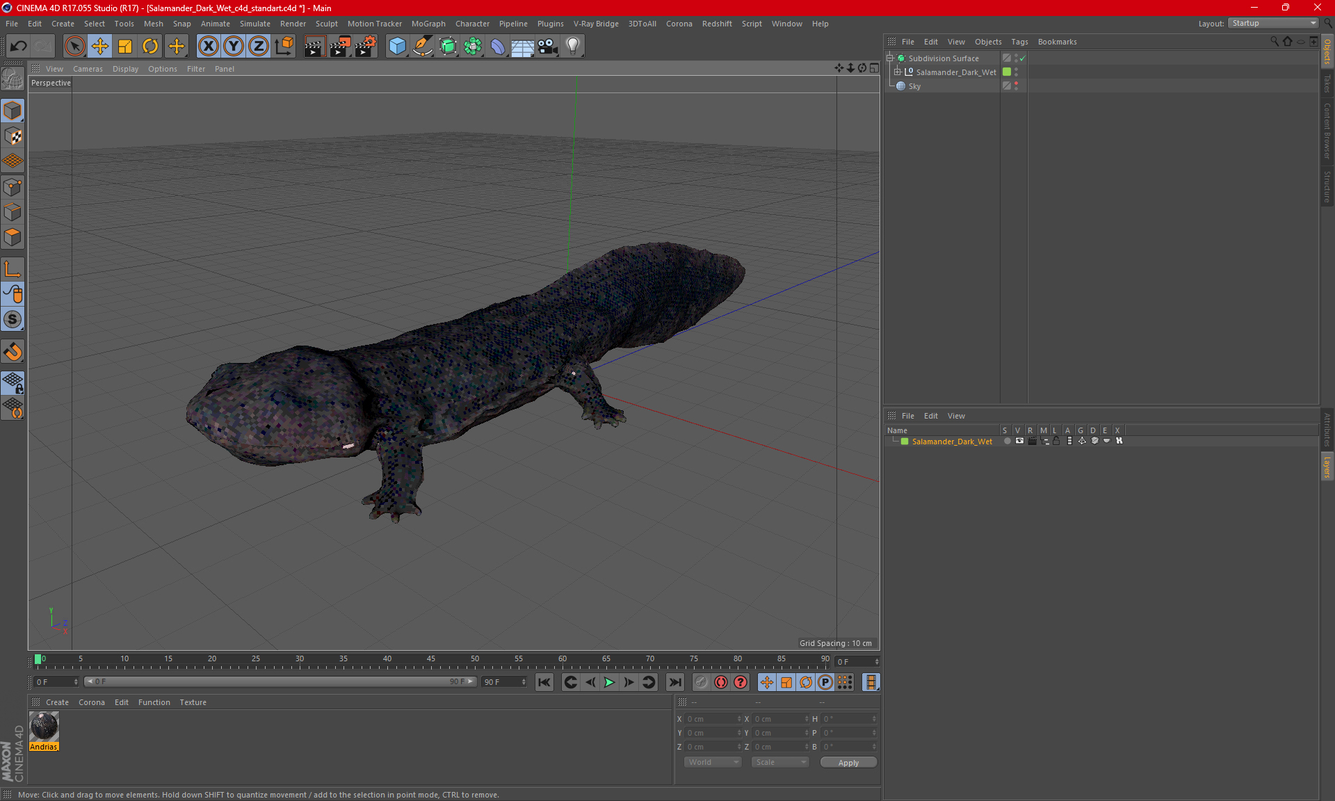 Salamander Dark Wet 3D model