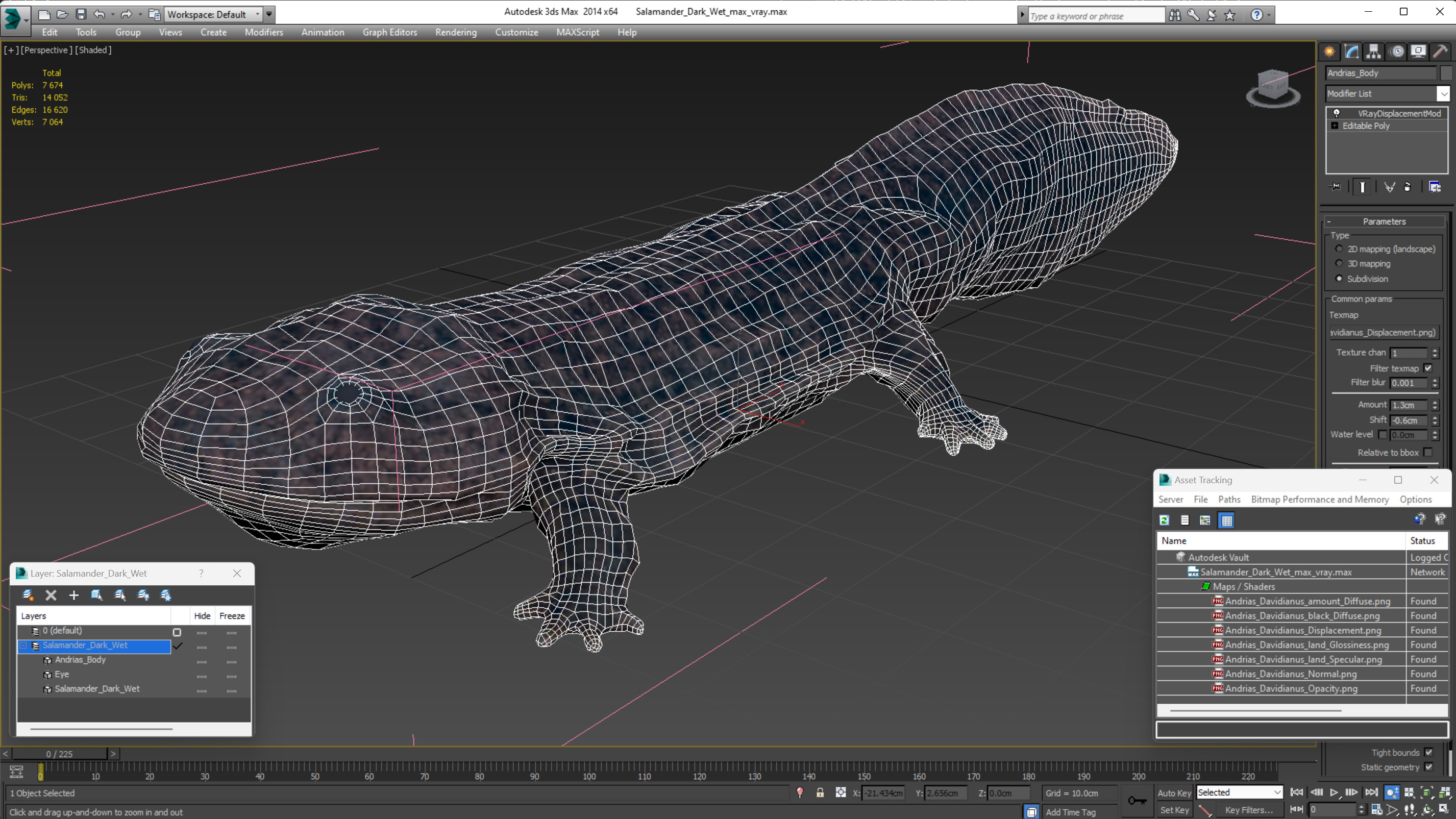 Salamander Dark Wet 3D model