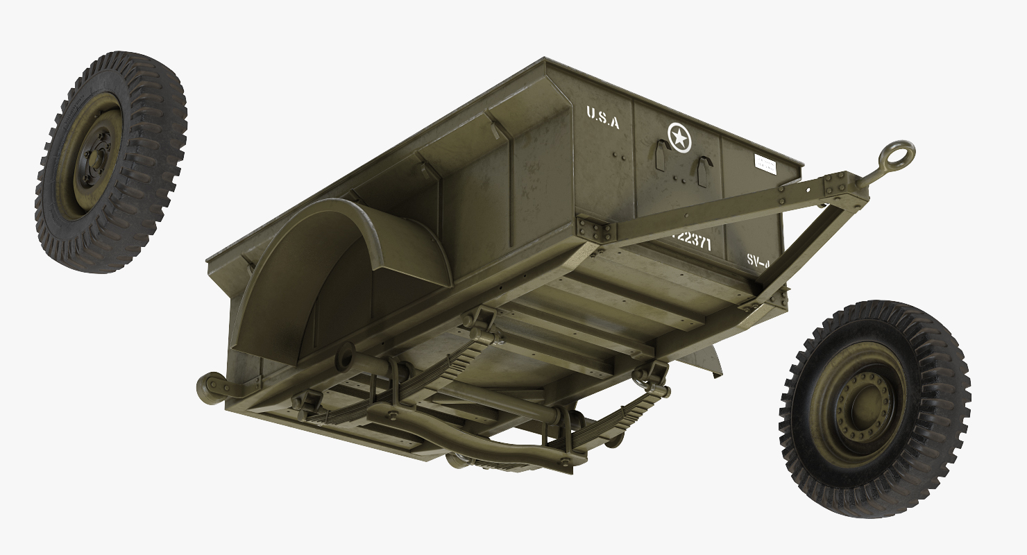 3D model WW2 Military Jeep Trailer