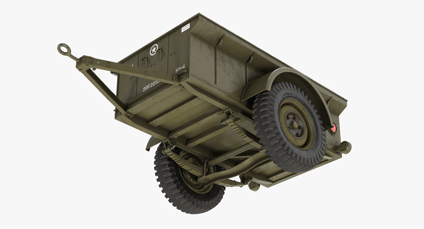 3D model WW2 Military Jeep Trailer