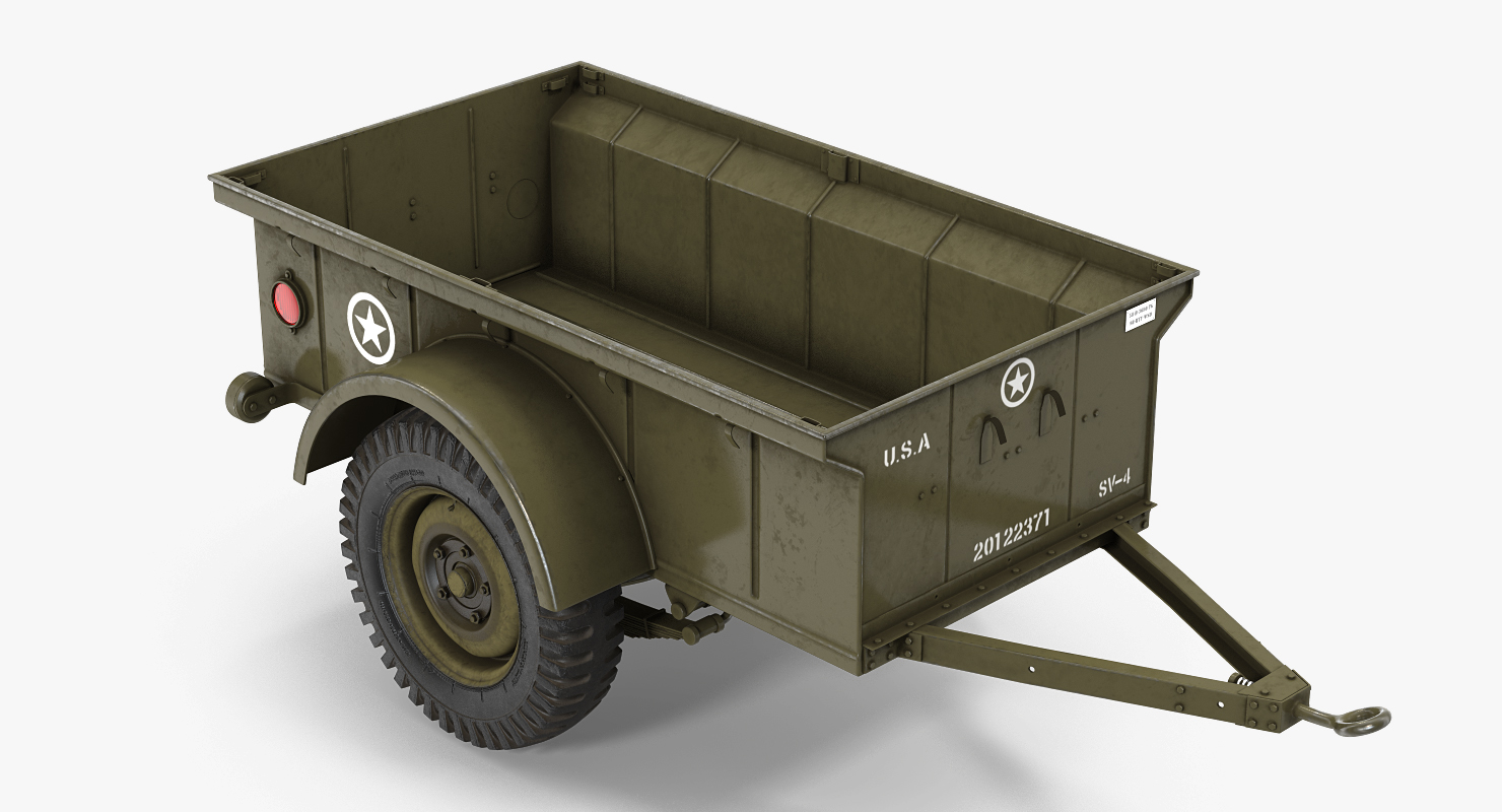 3D model WW2 Military Jeep Trailer