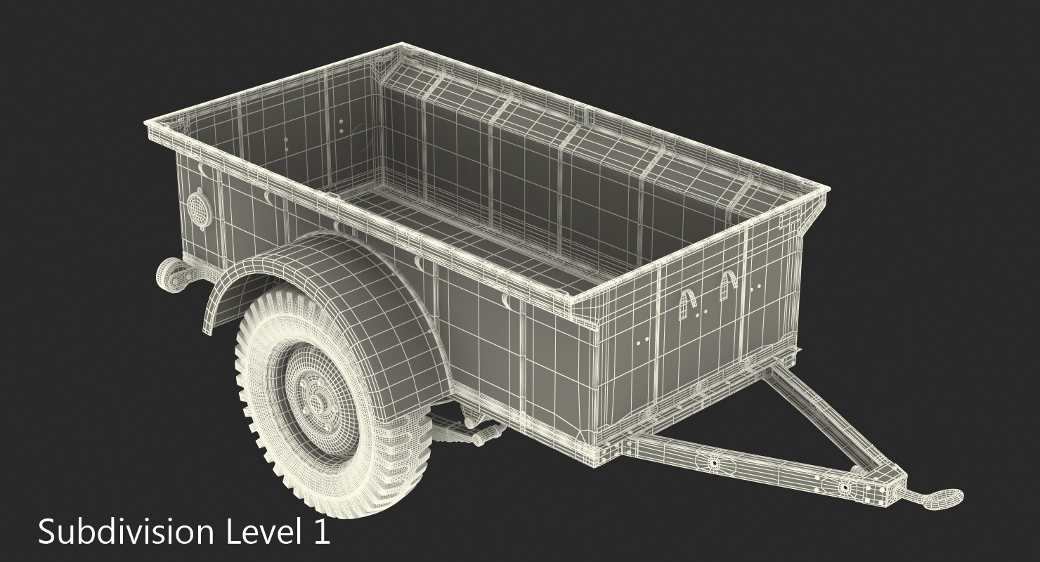 3D model WW2 Military Jeep Trailer