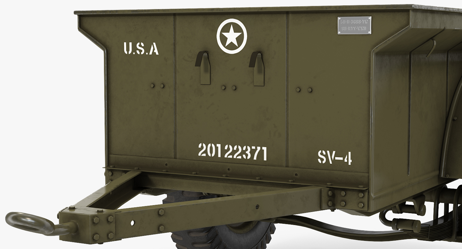 3D model WW2 Military Jeep Trailer