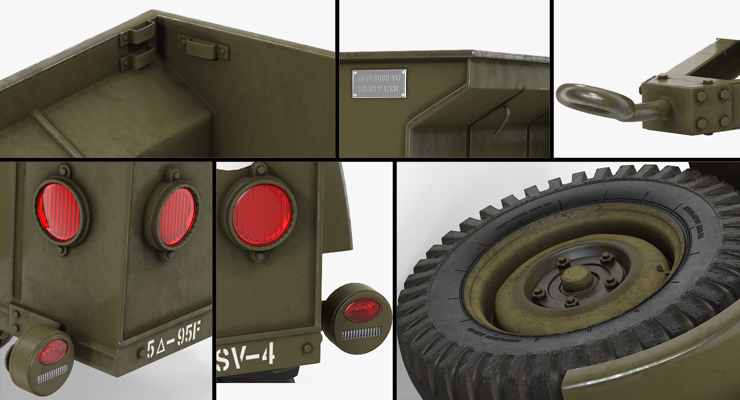3D model WW2 Military Jeep Trailer