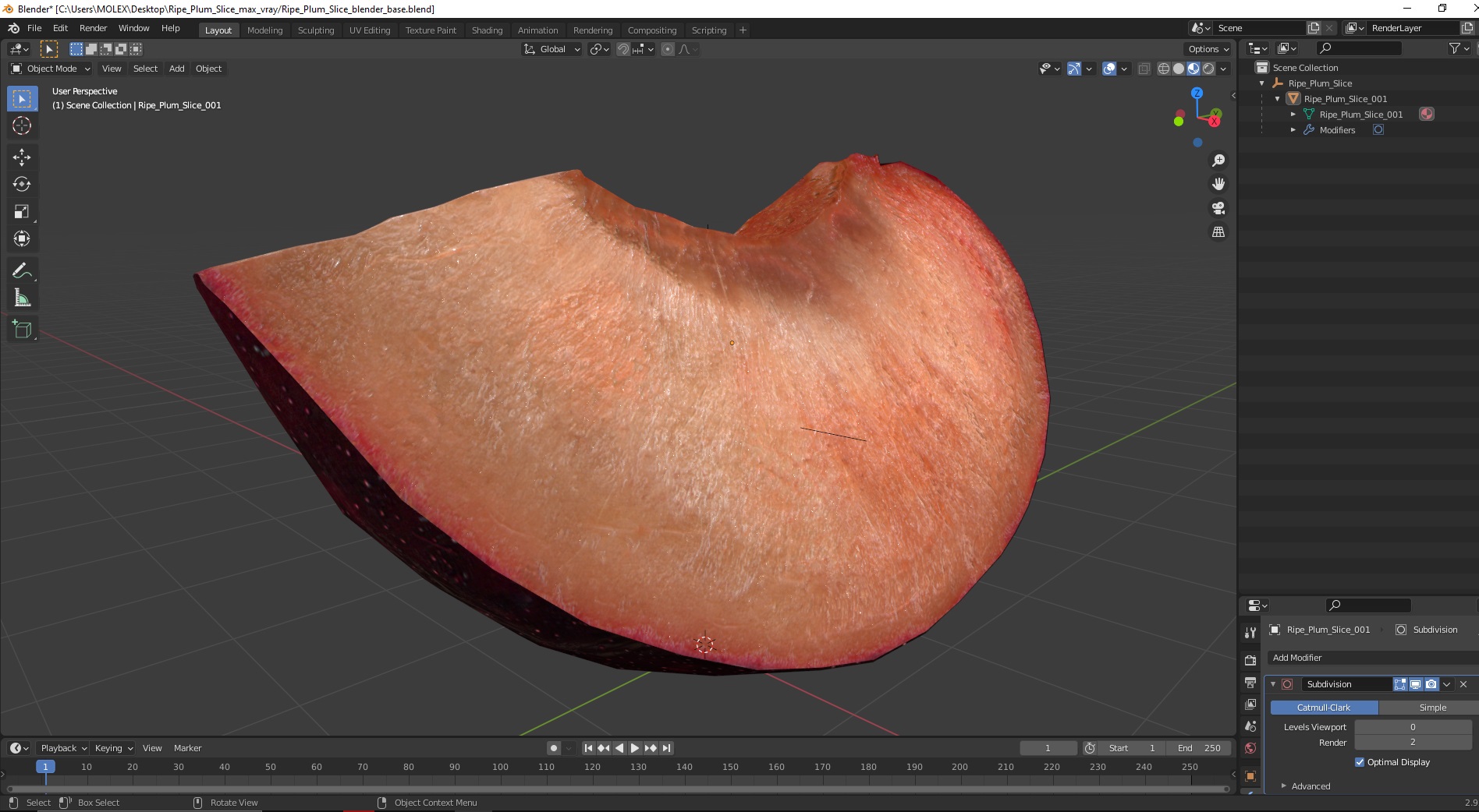 3D model Ripe Plum Slice