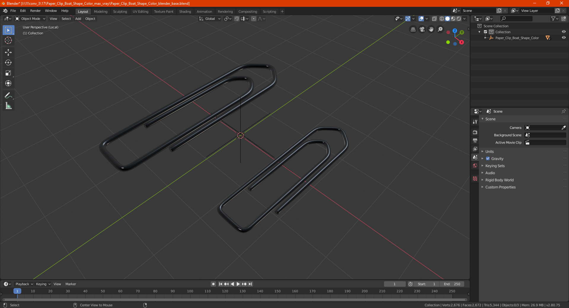 Paper Clip Boat Shape Metal 3D