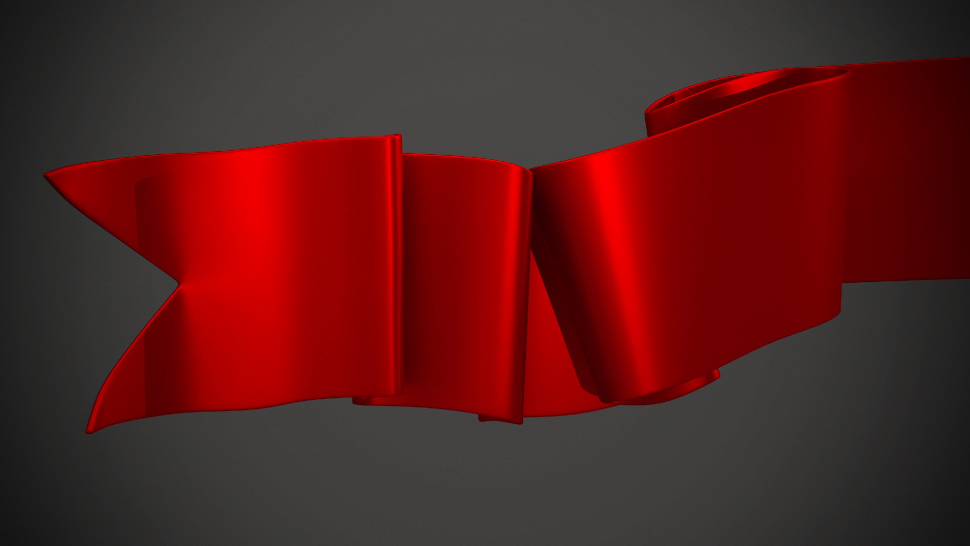 3D Red Ribbon Curved Stripe Banner