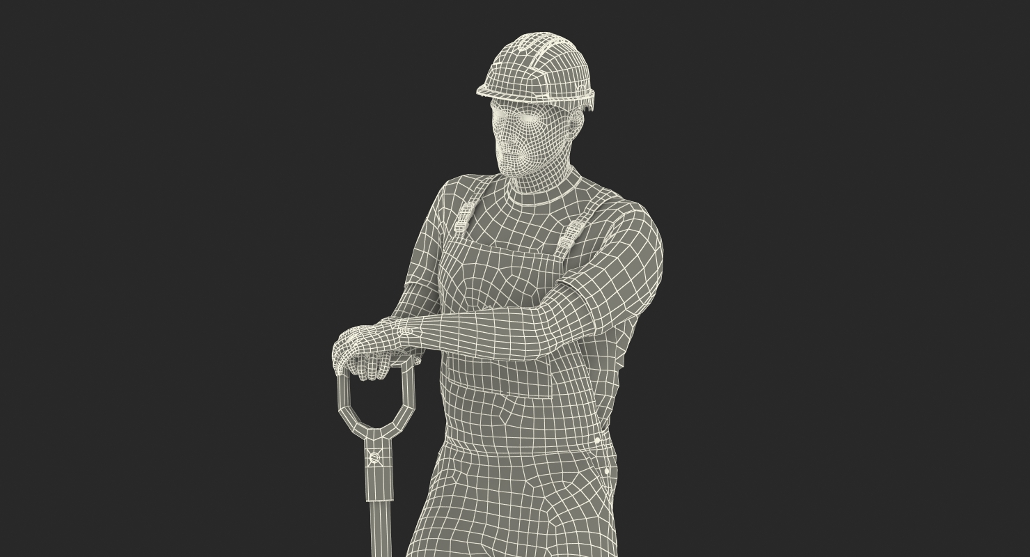 Construction Worker Stand with Shovel 3D