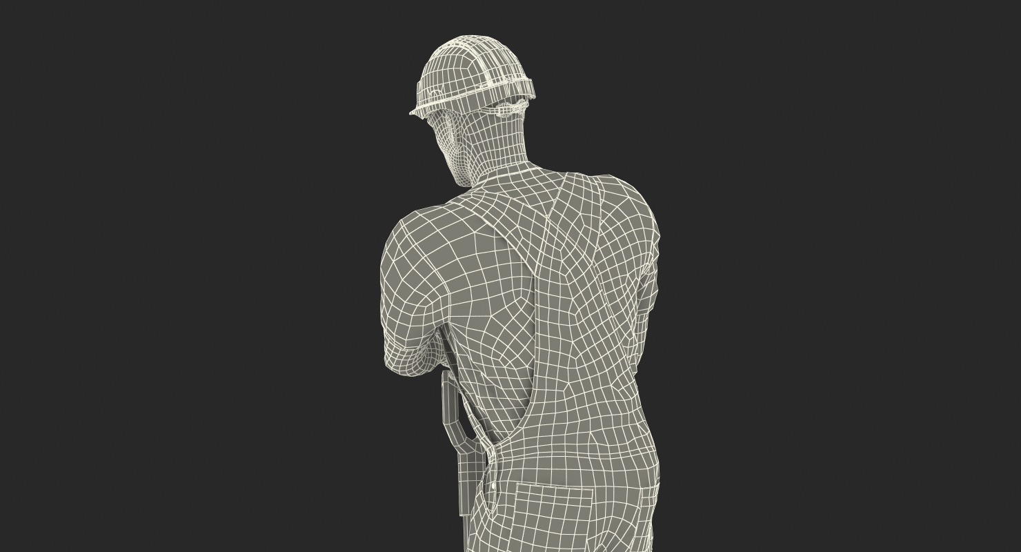 Construction Worker Stand with Shovel 3D