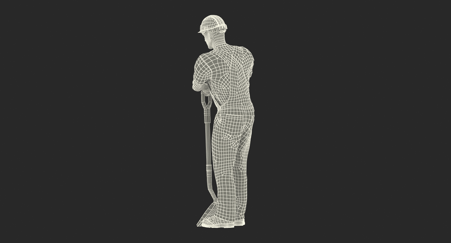 Construction Worker Stand with Shovel 3D