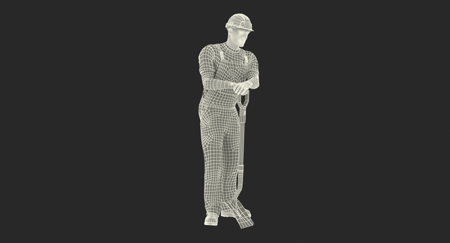 Construction Worker Stand with Shovel 3D