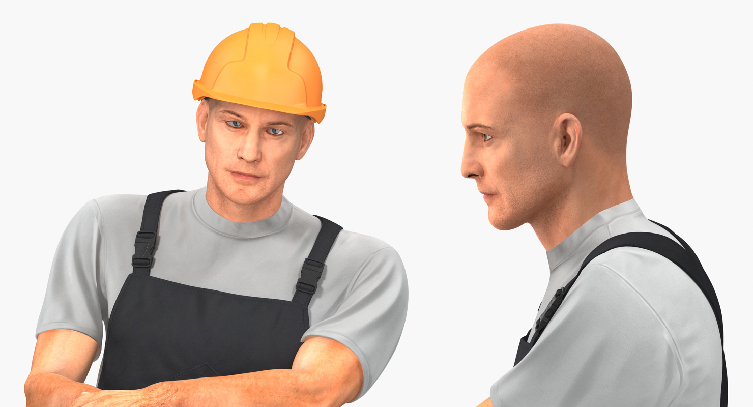 Construction Worker Stand with Shovel 3D