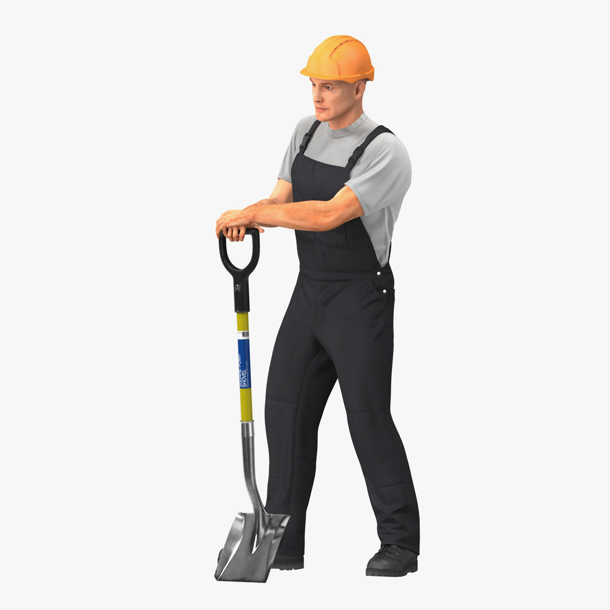 Construction Worker Stand with Shovel 3D Model