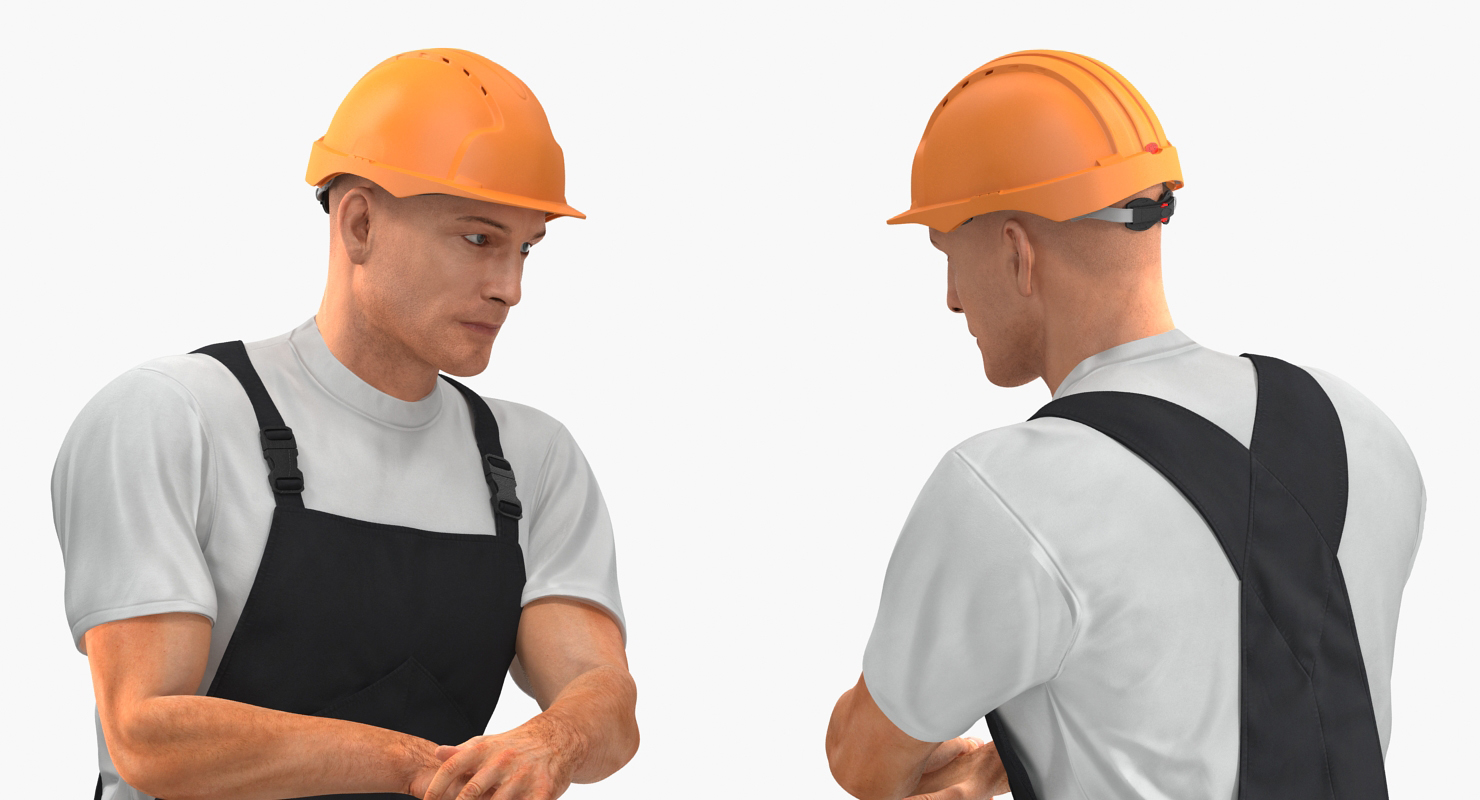 Construction Worker Stand with Shovel 3D