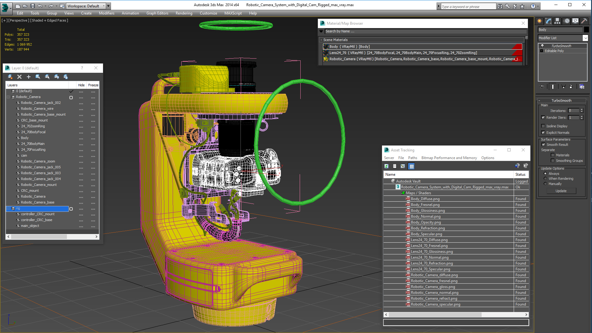 3D model Robotic Camera System with Digital Cam Rigged