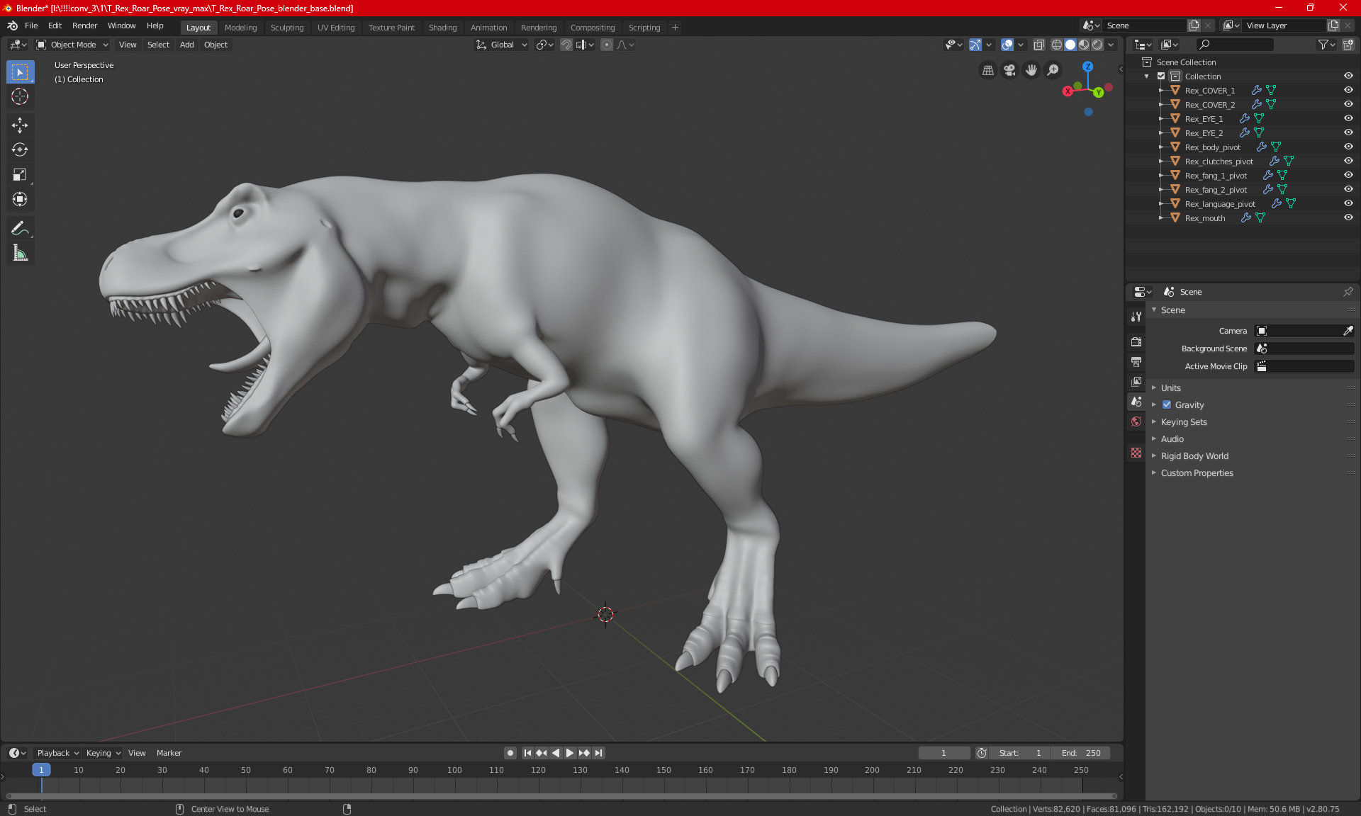 3D model T Rex Roar Pose
