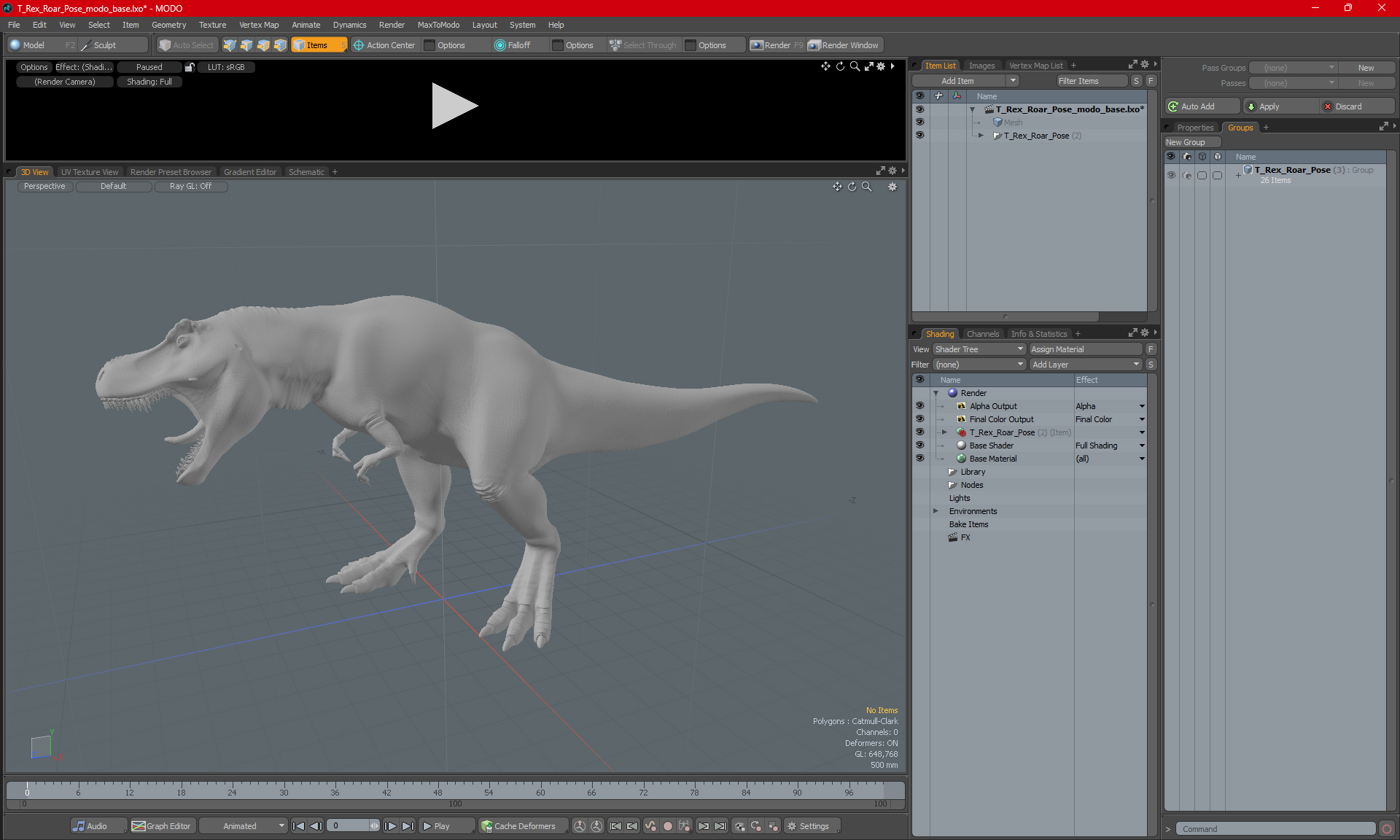 3D model T Rex Roar Pose