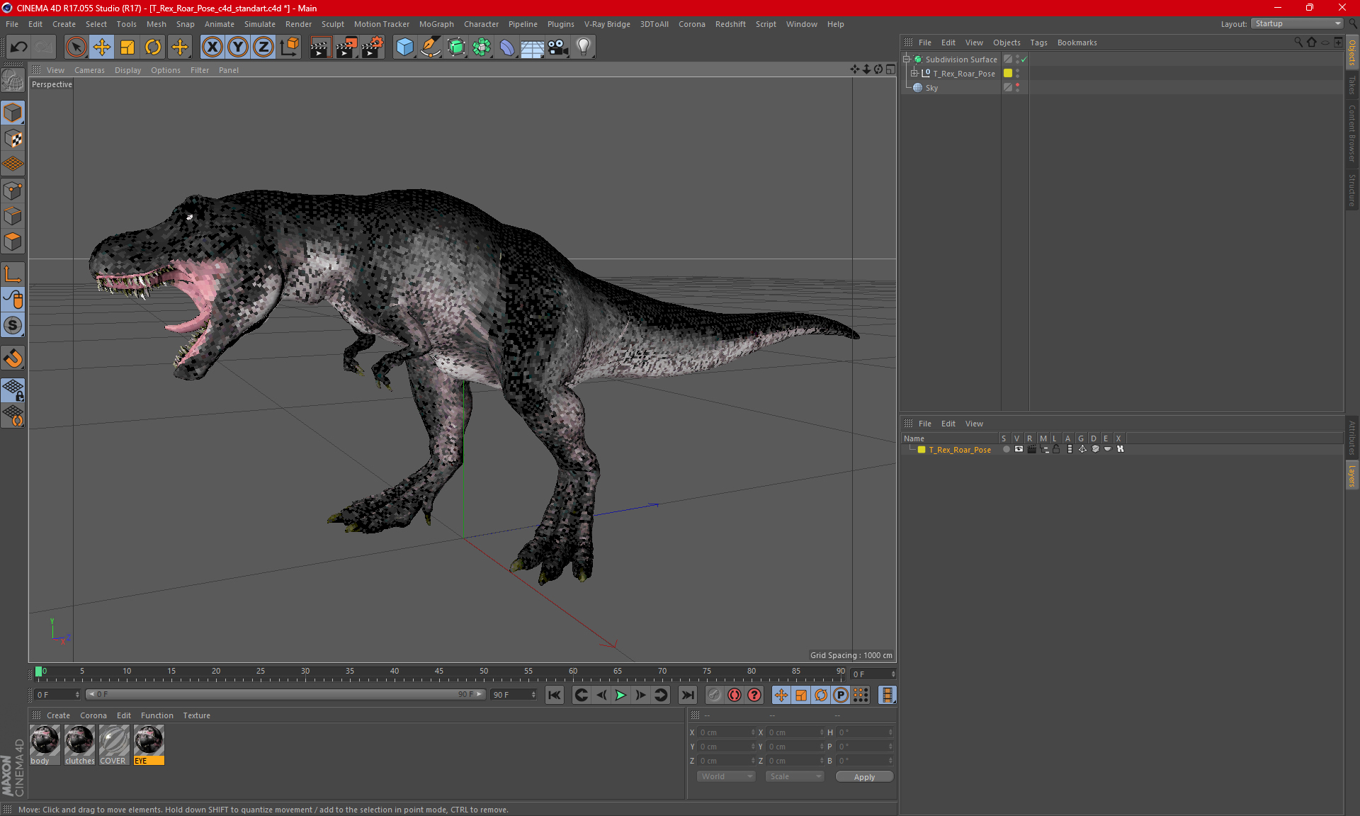 3D model T Rex Roar Pose