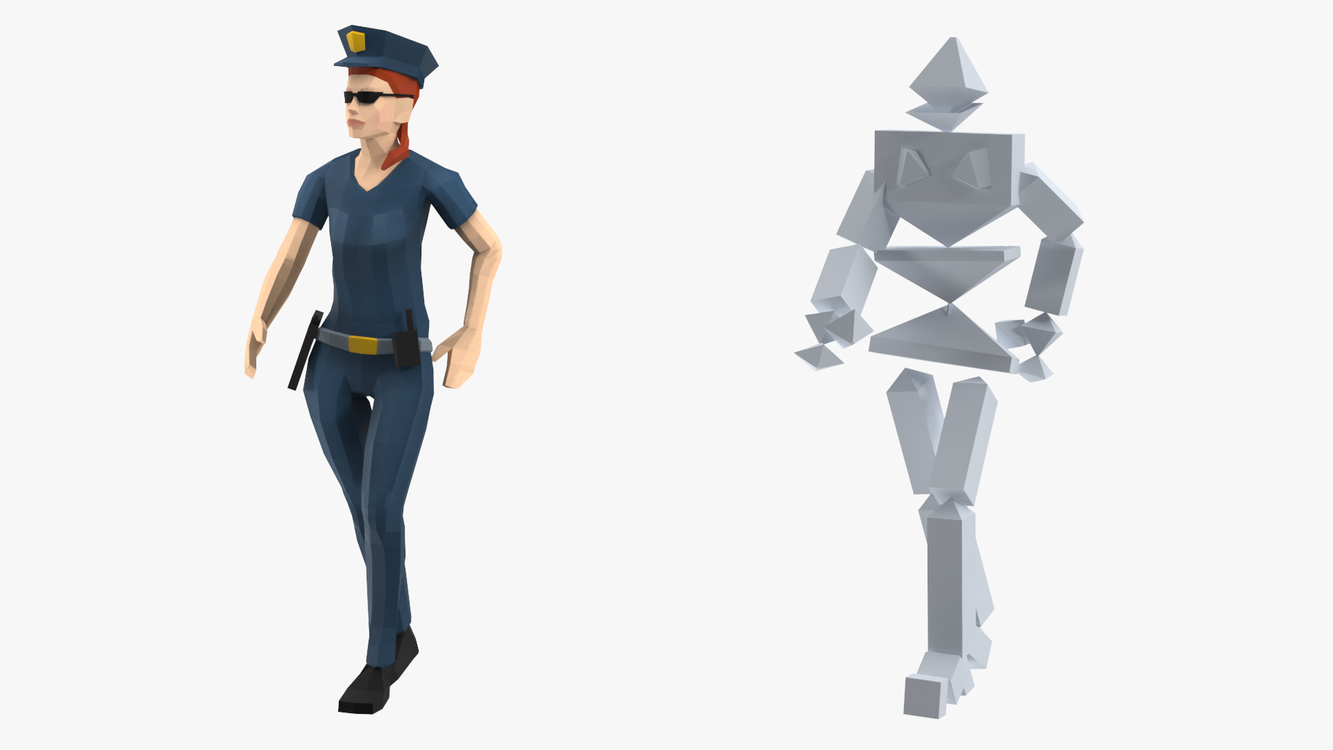 3D Policewoman Low Poly Rigged for Maya